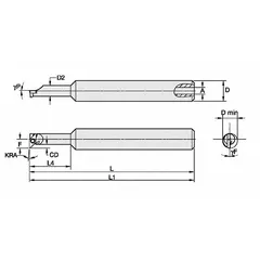 Indexable boring bar for internal diameter machining. Designed for precision enlarging and finishing of holes in metalworking operations. Uses replaceable carbide inserts for efficient cutting.