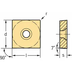 Square indexable turning insert for general turning, facing, and profiling operations on metal workpieces. Suitable for industrial machining applications requiring precision material removal. Available in two equivalent designations: SCGT3(2.5)1-MM4 and SCGT09T304-MM4.