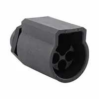 Jam nut receptacle from the Trim Trio UTL series with push-pull coupling. Rated 16 A and 500V (IEC), IP69K sealed. Accepts 30 AWG to 24 AWG coaxial wire. Contacts not included. Suitable for harsh-environment applications requiring resistance to high-pressure washdown