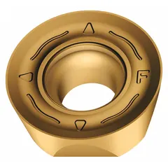 Round indexable milling insert with 12 mm diameter and 4 mm thickness. Features F67 grade for wear resistance in steel and cast iron. Uses screw-clamp mounting for secure indexing. Suitable for high-feed roughing and finishing operations.