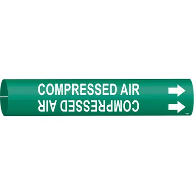 BRADY Pipe Marker: Compressed Air, Green, White, Fits 4 to 6 in Pipe O.D., 1 Pipe Markers - Compressed Air Snap-On Pipe Markers