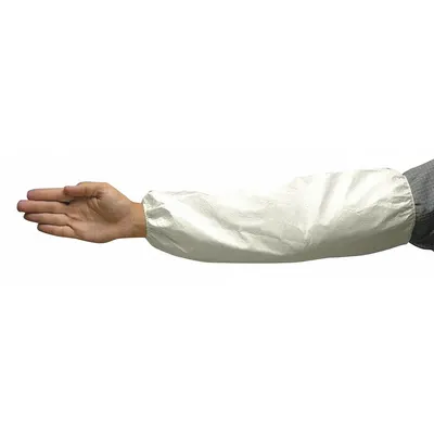 PIP Protective Sleeves: 18 in Overall Lg, Serged Seam, White, 1 mil Thick, Posi-Wear UB - Sleeves for Non-Hazardous Dry Particulates & Liquid Splash/Spray