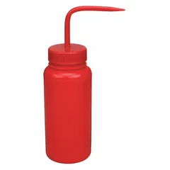 Wash Bottle, Wide Mouth, Standard Spout, Red, 500 mL, Nonvented, No Imprinting