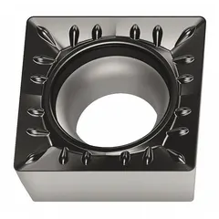 Square indexable turning insert for general turning operations. The insert geometry provides multiple cutting edges for efficient material removal. Suitable for machining a variety of metal workpieces in common turning applications.