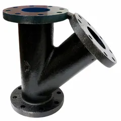 This low-pressure flanged pipe fitting is a cast iron wye with three 3 in flanged ends, Class 125 rating. It splits or combines flow in piping systems for water, steam, or gas applications. Maximum operating pressure is 175 psi at -20° to 150°F.