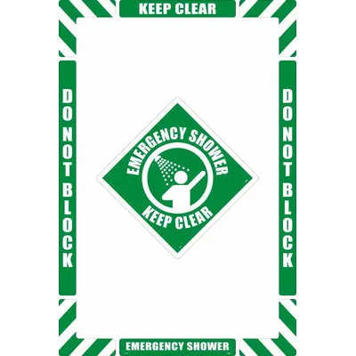 SLIP-GARD Floor Sign: Polypropylene/Vinyl, Adhesive Sign Mounting - Emergency Shower Floor Signs