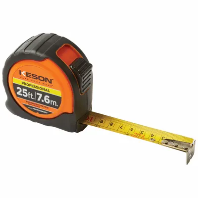 KESON Tape Measure: Nonmagnetic Single Hook Tip, 25 ft - Engineers-Scale Tape Measures