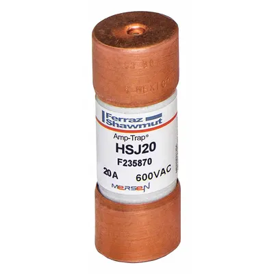 MERSEN Fuse: HSJ Series, Class J, Cylindrical Body, Very-Fast-Acting, 20 A, 600 V AC - Very-Fast-Acting Cylindrical Fuses