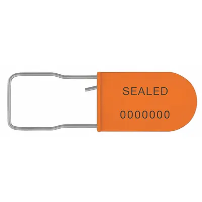 UNIVERSEAL Padlock Seals: Orange, Plastic, 100 lb Breaking Strength, 1 3/16 in Hasp Lg - Metal Hasp Padlock Seals