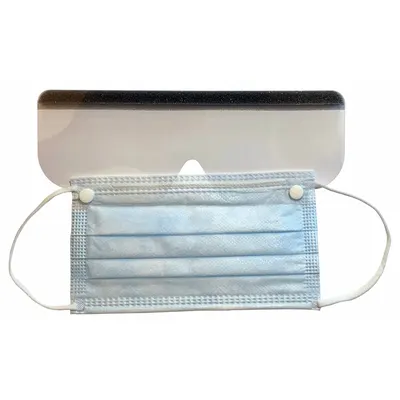 OEM Procedural Mask: Flat-Fold, M Mask Size, Dual, Non-Adj, Blue, Approved Vendor - Procedural Masks with Eyeshield Not Rated for Liquid Splash Protection