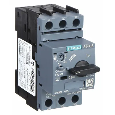 Siemens Manual Motor Starter: Non-Reversing, 3 Poles, 3.2 A, Thermal Protection - Non-Reversing Starters with Thermal Overloads