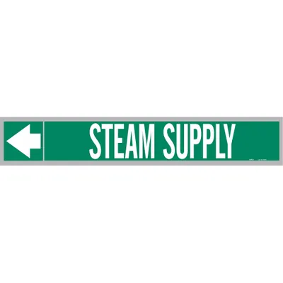 BRADY Pipe Marker: Steam Supply, Green, White, Fits 1 1/2 to 2 in Pipe O.D., 25 Pipe Markers - Steam Supply Adhesive Pipe Markers on a Roll