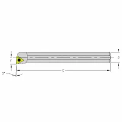 This indexable boring bar is designed for precision internal machining operations such as boring, turning, and facing. It accommodates indexable carbide inserts, making it suitable for production and maintenance applications in metalworking.