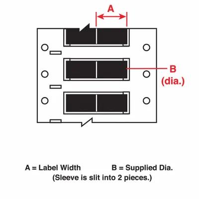 BRADY Sleeve Label: 1/2 in x 1 in, Polyolefin, Black (Matte) - Brady Precut Sleeve Label Rolls