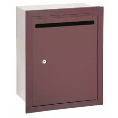 This letter box is designed for recessed mounting in walls, providing a secure mail drop for commercial or multi-tenant buildings. It features a powder-coated finish and measures 19 inches high by 15 inches wide by 6 3/4 inches deep, accommodating standard mail volumes.