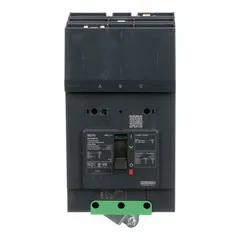 3-pole B-Frame molded case circuit breaker rated 70 A at 525V AC with a maximum interrupting rating of 100kA at 240V AC. Features fixed instantaneous trip, ABC phase connection, and aluminum mechanical lug terminals on the load end. Provides overcurrent protection in electrical distribution systems.