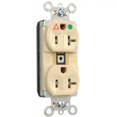 PASS & SEYMOUR Receptacle: Hospital Grade, Duplex, 5-20R, Ivory, 125V AC - General Purpose Receptacles