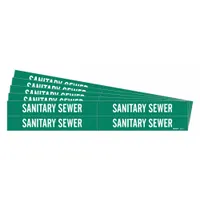 Pipe Marker: Sanitary Sewer, Green, White, Fits 3/4 to 2 3/8 in Pipe O.D., 4 Pipe Markers, 5 PK (MPN 7250-4-PK)