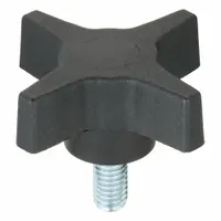INNOVATIVE COMPONENTS Hand Knob: 4 Point, Plastic w/ Steel Thread, 3/8"-16 Thread, 2.46 in Dia (MPN GN6C07504P7--21)