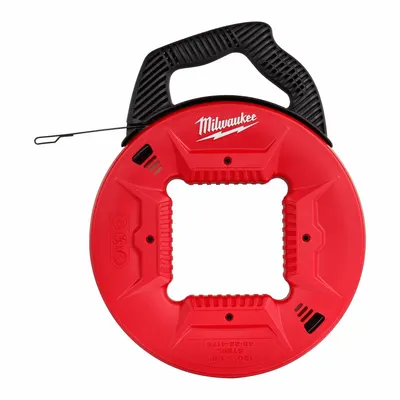 MILWAUKEE Fish Tape: 120 ft Lg, Manual Wind Tape Retraction, Flat Tape Shape - Steel Fish Tapes