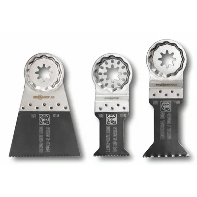 FEIN Oscillating Tool Blade Set: 3 Blades, Straight, Starlock Plus Connection - Starlock Plus Mounted Sets