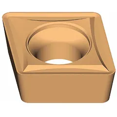 Diamond indexable turning insert with ISO designation CCMT 060208. Designed for precision turning, facing, and boring of non-ferrous materials, composites, and abrasive plastics. Suitable for applications requiring fine surface finishes and tight tolerances.