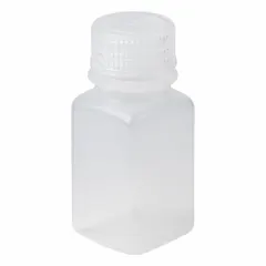 Polypropylene Rectangular Lab Bottle, 2 fl oz, PPCO, Colorless, Square, 27.5 mm Screw Closure