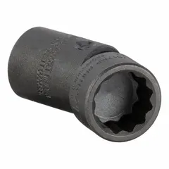 This 3/8" drive metric flex impact socket features a 17 mm, 12-point standard configuration with a black oxide finish. It is designed for high-torque fastening and loosening of metric fasteners, with a flex head that allows access in confined or angled spaces. Not tether capable.