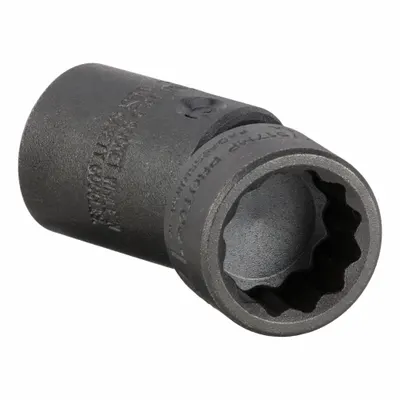 PROTO Flex Impact Socket: 17 mm Socket Size, 12-Point, Std, Black Oxide, Not Tether Capable - 3/8" Drive Metric Flex Impact Sockets
