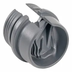 Straight duplex box connector for securing NM-B cables entering junction boxes. 1/2 in trade size, non-insulated PVC construction. Suitable for residential or light commercial wiring applications.