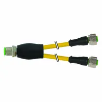 Cordset: M12 Male Straight X (2) M12 Female Straight, 4 Pins, Yellow, PVC, 3 m Cable Lg (MPN 7000-40701-0130300)