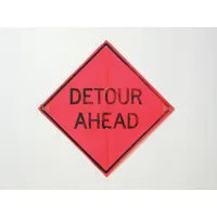 Traffic Sign: 36 in x 36 in Nominal Sign Size, Polyester/PVC, 0.015 in, W20-1 MUTCD, Orange, Roll Up (MPN C/36-EMO-3FH-HD DETOOUR AHEAD)