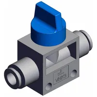Finger Valve: VHK Series, Knob Actuator, 3 Ports, 1/4 in NPT, Side-Ported Body, Blue Actuator (MPN VHK3A-07F-07F-X205)