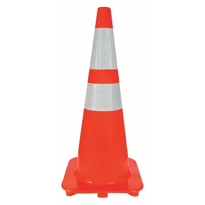 OEM Traffic Cone with Bands: MUTCD/NCHRP-350, 28 in Cone Ht, Orange, High-Intensity Prismatic - Traffic Cones for Roadway Use