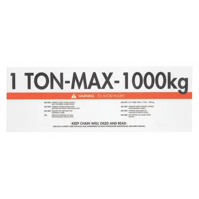 CM Capacity Label: 2,000 lb Compatible Load Capacity - Warning Labels for Hoists