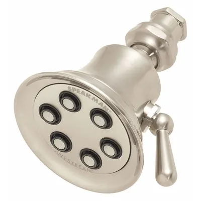 SPEAKMAN Fixed Showerhead: Retro S-2254, 2 gpm Fixed Showerhead Flow Rate, Brass - Multi-Pattern Fixed Showerheads