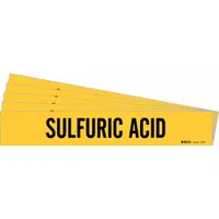 Pipe Marker: Sulfuric Acid, Yellow, Black, Fits 2 1/2 to 7 7/8 in Pipe O.D., 1 Pipe Markers, 5 PK (MPN 7279-1-PK)