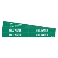 Pipe Marker: Mill Water, Green, White, Fits 3/4 to 2 3/8 in Pipe O.D., 4 Pipe Markers, 5 PK (MPN 7193-4-PK)
