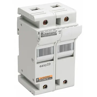 BUSSMANN Fuse Block: Finger-Safe, 2 Pole, 600 V AC, DIN Rail Mounting - UL Class J Fuse Blocks