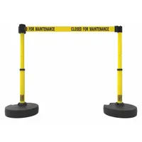 Belt Barrier System: 42 in Post Ht, 15 ft Belt Lg, Yellow, 2 No. of Posts, Message (MPN PL4290)