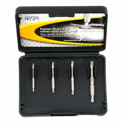 ALDEN Screw Extractor Set: 4 Pc, Double End Extractor Bit, Size #1/#2/#3/#4 - Double-Ended Extractor/Drill Bit Sets