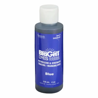 KINGSCOTE Dye Tracer Liquid: Blue, Solvent Dye, 100-200 gallons per ounce of dye - Tracer Dye Liquids