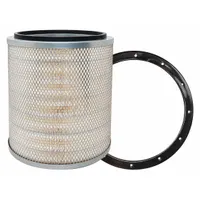 Engine air filter with round-oval shape and axial seal. Overall height 15 inches. Removes airborne contaminants from intake air for heavy-duty engines in trucks, construction, and agricultural equipment