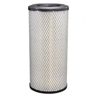 Engine air filter with round-oval shape and radial seal. Overall height 14 1/32 inches. Compatible with Case IH vehicles. Interchanges with FleetGuard AF25292. Used to filter airborne contaminants from intake air for combustion engines