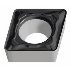 Diamond indexable turning insert with CCMT geometry and PF chipbreaker. Designed for finishing operations on non-ferrous materials, aluminum alloys, and composites. Suitable for turning, boring, and profiling applications.
