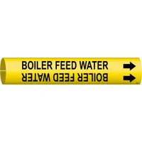 Pipe Marker: Boiler Feed Water, Yellow, Black, Fits 1 1/2 to 2 3/8 in Pipe O.D., 1 Pipe Markers (MPN 4017-B)