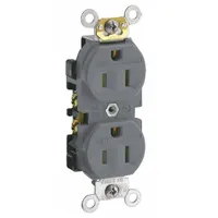 LEVITON Receptacle: Duplex, 5-15, Gray, 125V AC, 15 A, 2 Pole / 3 Wire (MPN TCR15-GY)