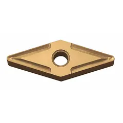 This diamond indexable turning insert is used for precision turning operations on non-ferrous materials, composites, and abrasive workpieces. It provides high wear resistance and surface finish in general machining applications.
