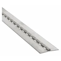 This full surface-mount piano hinge is made of stainless steel, with a leaf height of 72 inches and a leaf width of 1 1/2 inches. It is used for continuous support on doors, panels, and enclosures in industrial and commercial applications