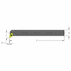 Indexable boring bar for precision internal turning and boring operations in metalworking. Used for accurate hole enlargement and finishing in general machining applications.